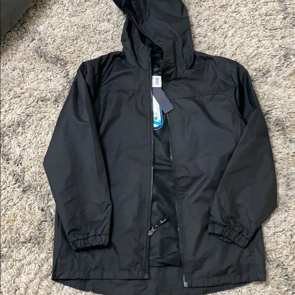 NWT Boys XL-20 water resistant black hooded jacket
